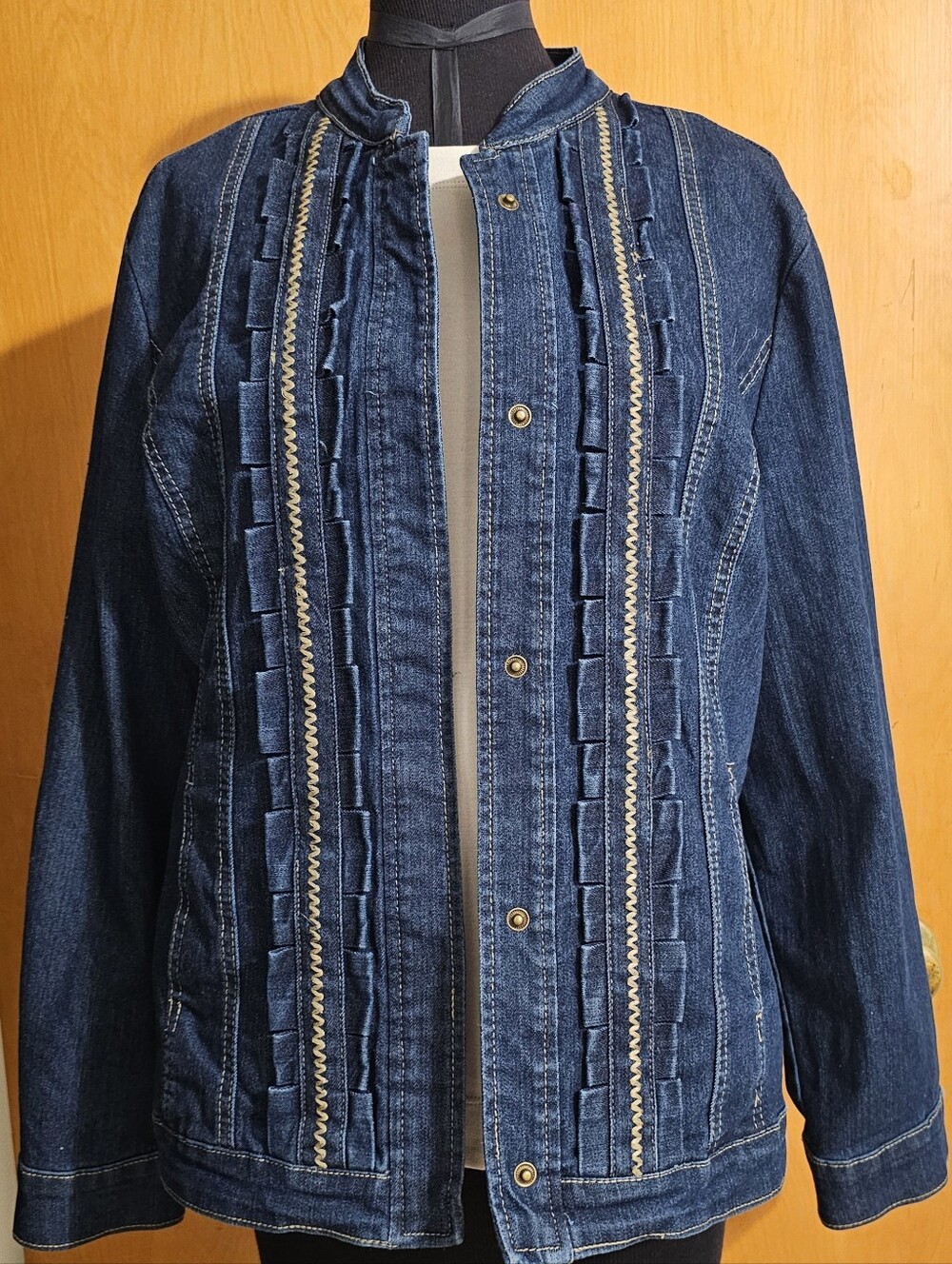 Live a Little Dark Blue Denim Jacket with Trim